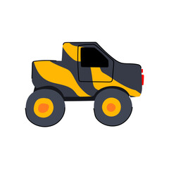 road monster truck cartoon. big typography, adventure seamless, sticker flame road monster truck sign. isolated symbol vector illustration