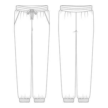 white sweatpants front and back view clip art preview