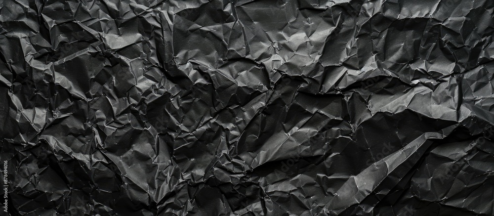 Fototapete Background featuring a texture of crumpled black paper with a design suitable for including copy space image.