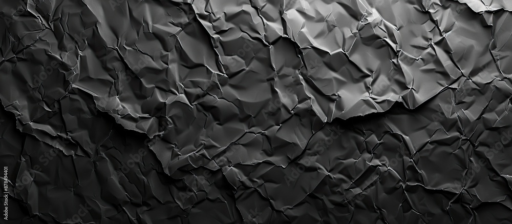 Fototapete Background featuring a texture of crumpled black paper with a design suitable for including copy space image.