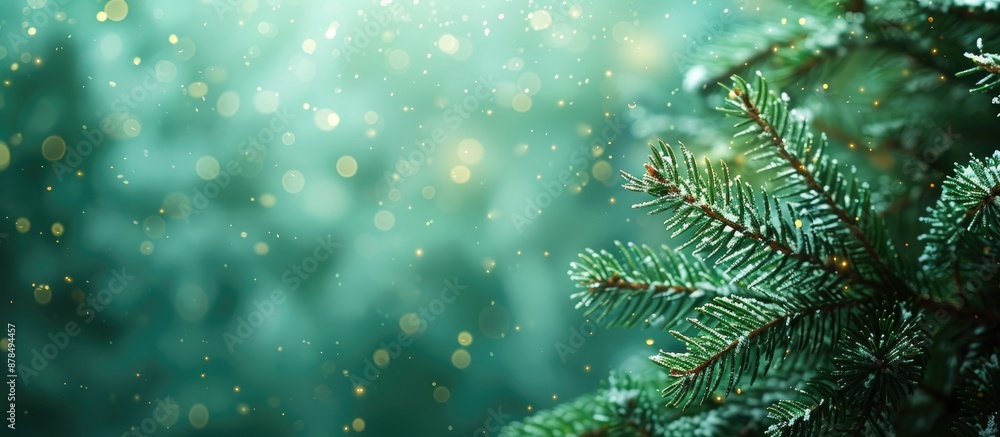 Poster festive backdrop with cedar branches, copy space image.