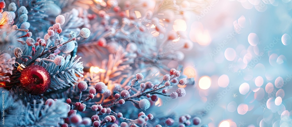 Poster bright winter holiday tree decoration for christmas and new year with space for an image. image with