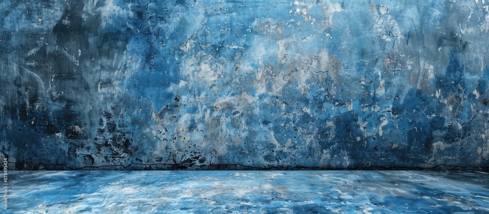 Fototapete Background design with a weathered blue wall texture and a blank area for image insertion. image with copy space
