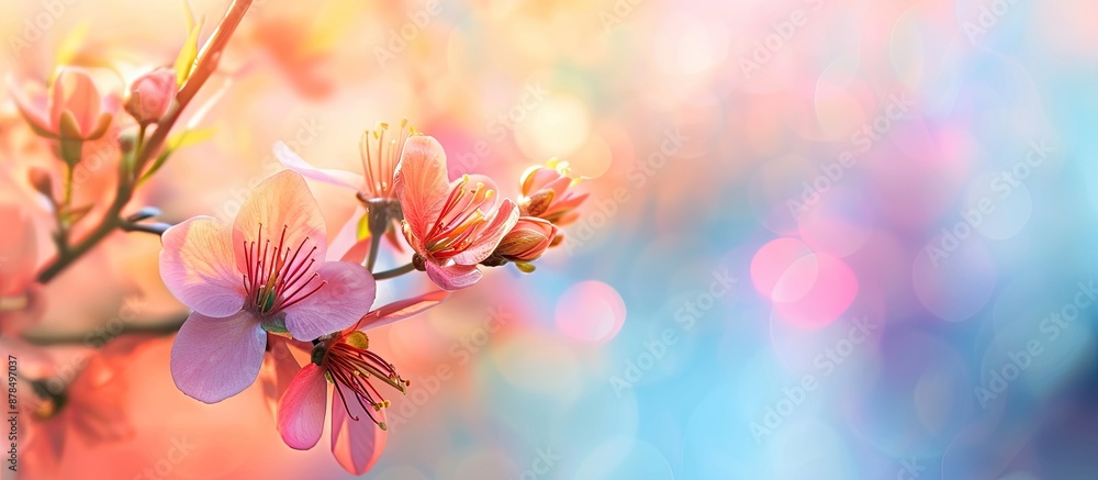 Poster colorful flower with a lovely soft background, perfect for a copy space image.