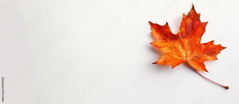 Poster fallen maple leaf on a white background, perfect as a copy space image.