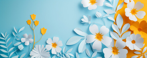 Abstract illustration cutting from paper of the twigs and flowers. Simple background.