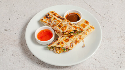 Lavash doner kebab or shawarma top view