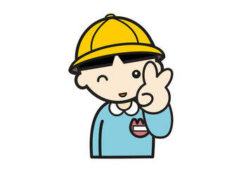 ピースサインの幼稚園児男子