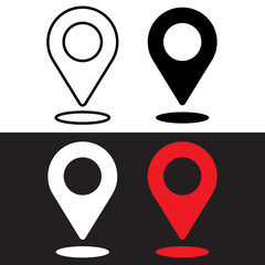 set of icons Location Pin, Map Pin, Place, Location, Address, location icon. Vector map pin, red pin on white background.