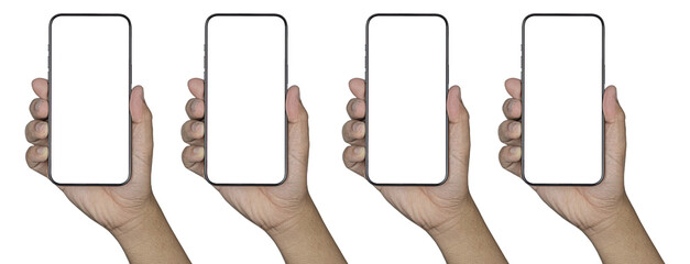 Smartphone similar to iphone 15 with blank white screen for Infographic Global Business Marketing...