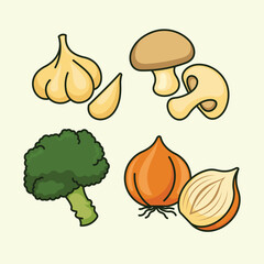Cartoon Vegetable Vector Design. Vegetables food cute art illustration