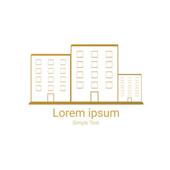 Golden Condominium Logo Isolated On White Background. Vector Illustration. Business. Outline. Luxury