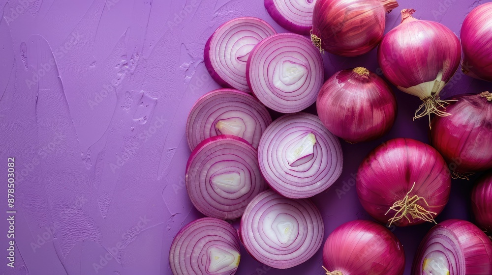 Canvas Prints red onions on a wooden background