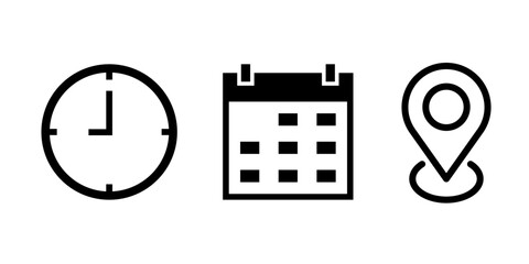 location, time and date icons.