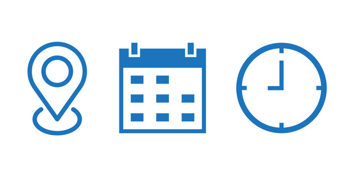 location, time and date icons.