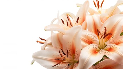 Fragment of a lily bouquet isolated on a white background