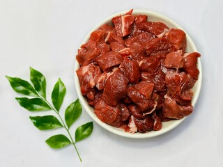 Fresh red meat on white background 