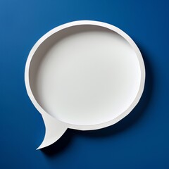 White speech bubble floats on a blue background, perfect for sharing thoughts and ideas in a modern design