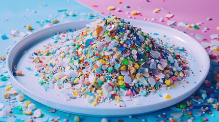 Microplastics Pile: Symbolizing Food Contamination - Raising Environmental Awareness About Plastic Pollution Banner