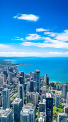 Aerial View of a Modern Cityscape: An Urban Mix of Architecture, Green Spaces, and Water Bodies