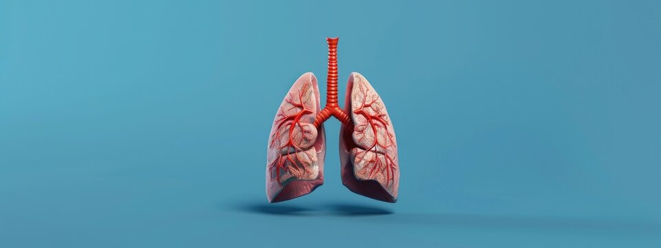 3d human lung. lungs isolated on blue background. lung disease. Pneumonia. cancer