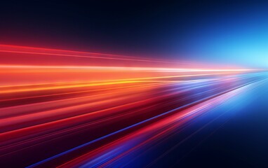 A vibrant burst of neon red, blue, and purple light streaks out of a dark tunnel