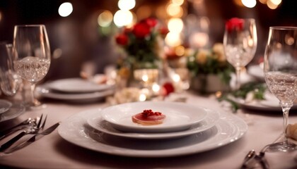 Fototapeta premium romantic table dinner rose liquid night valentine setting date goggles dreamy decoration