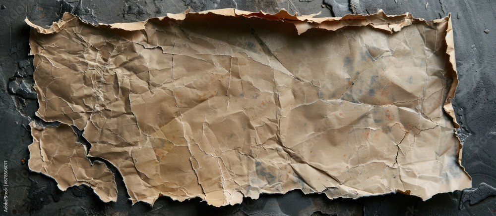 Poster old and torn paper against a gray background with ample copy space image.