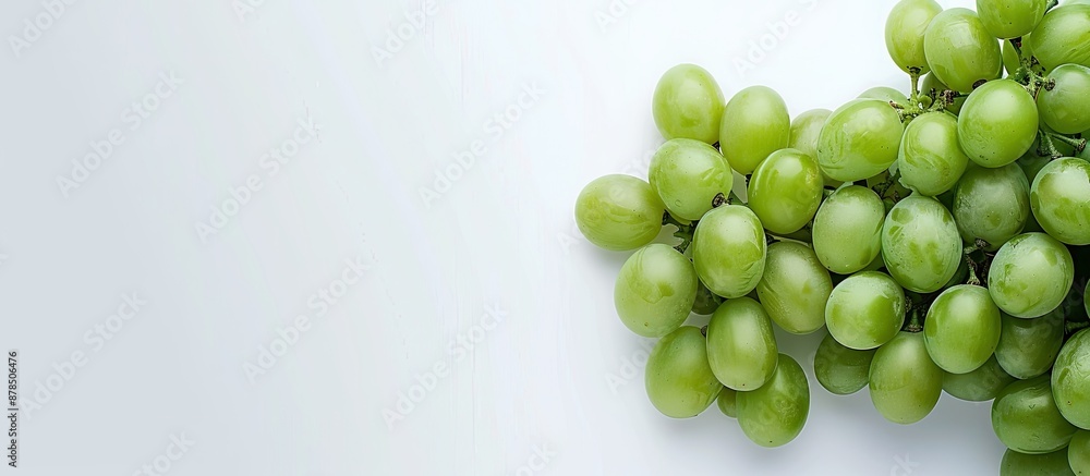 Poster green grapes displayed on a clean white backdrop with empty space for additional text or visuals, cr