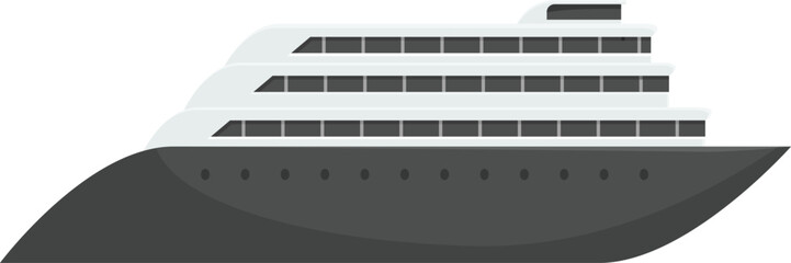 Big modern cruise liner ship sailing on water, side view, isolated on white background