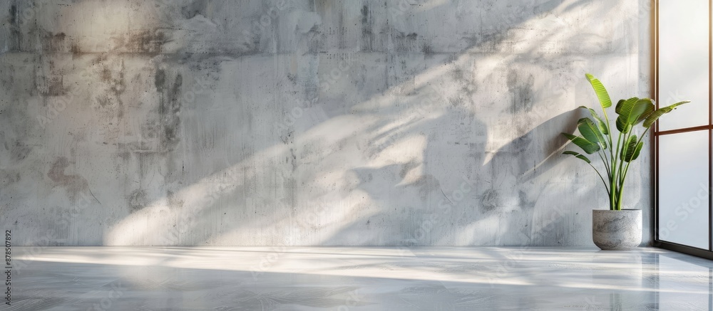 Poster studio room with a grey concrete wall background featuring well-edited text visible on the free copy