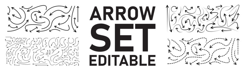 arrow vector, hand editable arrow icon set, arrow symbol mark, modern logo, arrow mark set, editable, thin line, outline, hint symbol, hint vector