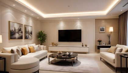 modern living room with fireplace