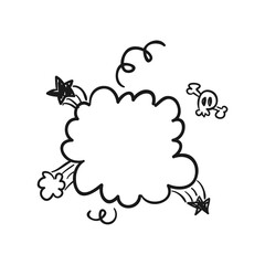 Collection Hand drawn explosion, bomb element. Comic doodle sketch style. Explosion speech bubble with pow, boom, omg text. Vector illustration.  isolated on white background