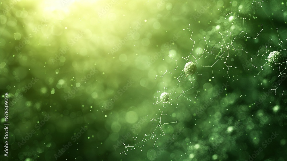 Poster blurry image of dandelion in yellow and green bokeh background
