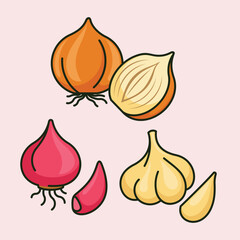 Cartoon Vegetable Vector Design. Vegetables food cute art illustration