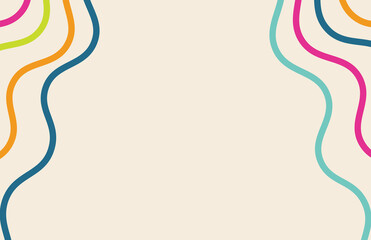 Groovy background. Starburst rays, colorful funky waves and vintage 60s, 70s hippie wallpaper backdrop vector. Retro concept. Hippie style