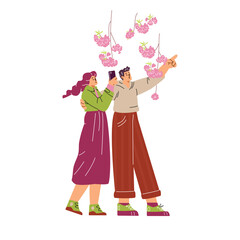 Illustration of the Japanese cherry blossom festival.