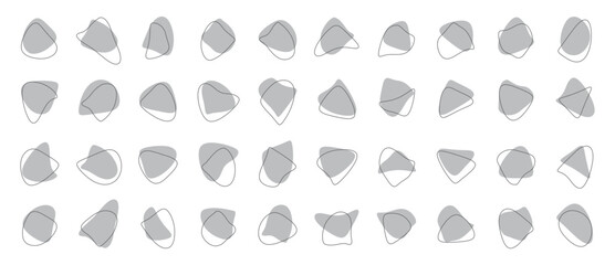 vector organic amoeba blob shape, abstract organic blob, set of organic amoeba blobs, irregular circle scribble, graphic element, outline circle, line vector, abstrack illustration