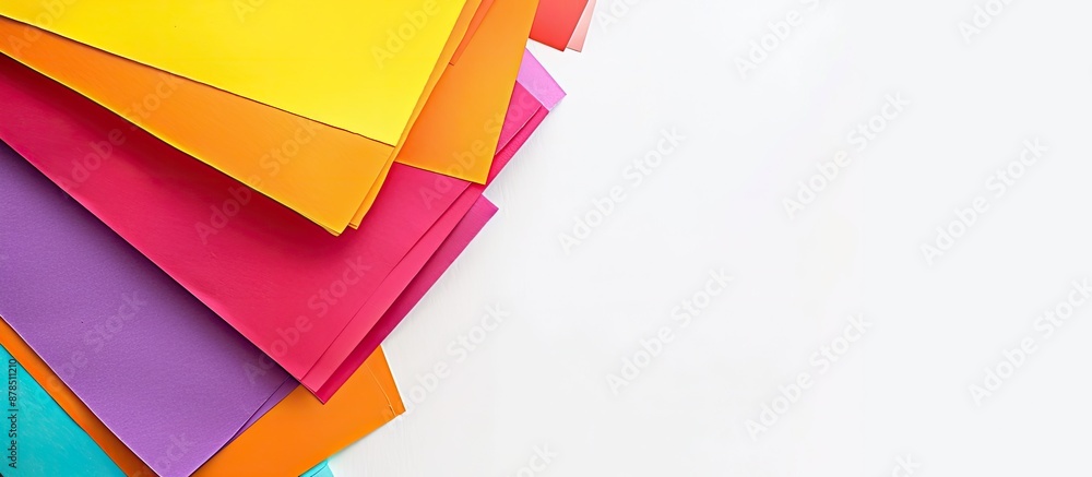 Poster vibrant, colorful paper set against a white background with empty space for text or images. image wi