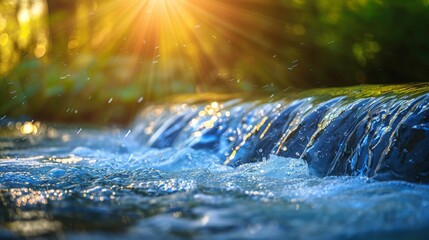 Water Flowing from Pipes: Close-Up River Quality Concept - Environmental Banner with Copy Space
