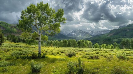 landscape with trees and clouds