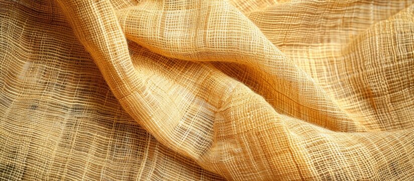 Top view background of a hand-woven cotton khadi fabric with a focus on the intricate texture, ideal for a copy space image.