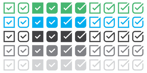 checkmark vector, checkmark icon set, approved symbol, checked checkbox mark, checkmark set, editable line.