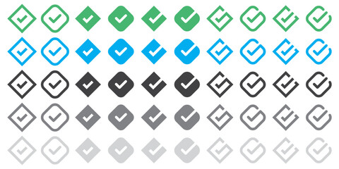 checkmark vector, checkmark icon set, approved symbol, checked checkbox mark, checkmark set, editable line.