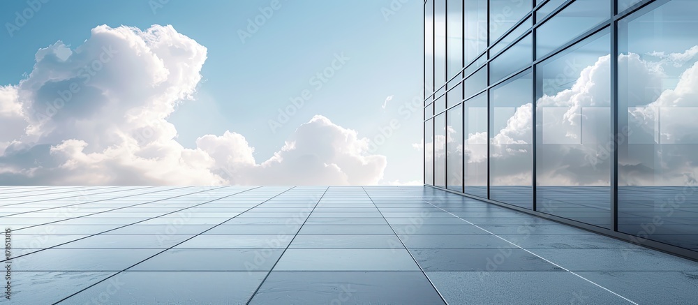 Poster modern building against a backdrop of spacious floor showcasing a 'copy space image.'