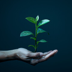 Hand holding a plant