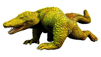 3D Rendering Fantasy Crocodile on White