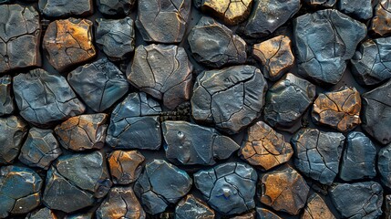  A macro shot of the rocky surface with vibrant paint accents