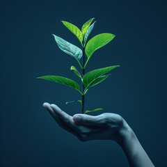 Hand Holding a Young Plant 